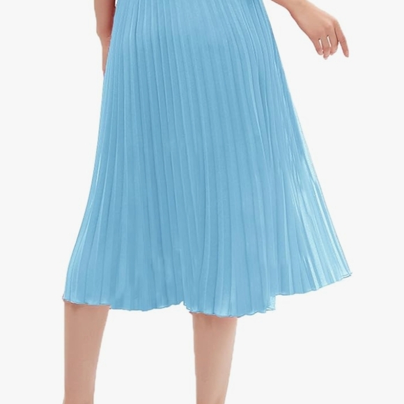 CHIC WOMEN'S PLEATED A LINE HIGH WAIST SWING FLARE MIDI SKIRT XL - Picture 3 of 9